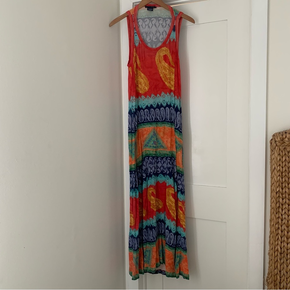 Ralph Lauren Orange Paisley Maxi Long Dress